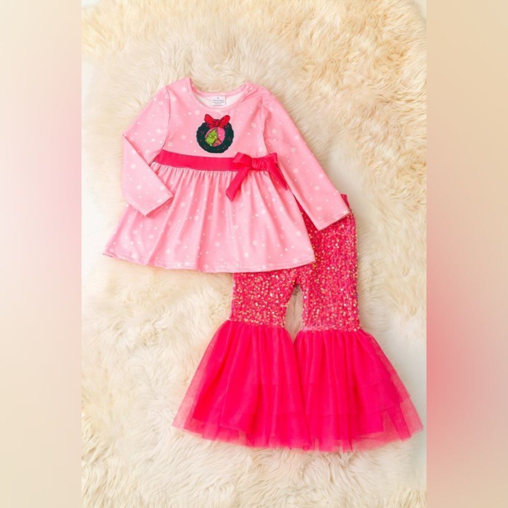 Grinch Holiday in Pink Chic Christmas Boutique Set